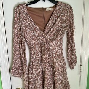 Altar'd State Floral Tan Mini Dress